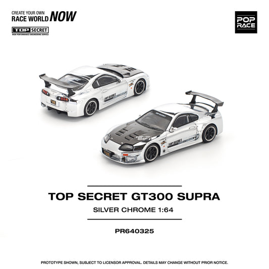 Pop Race 1:64 Top Secret GT300 Supra Silver Chrome PR640325