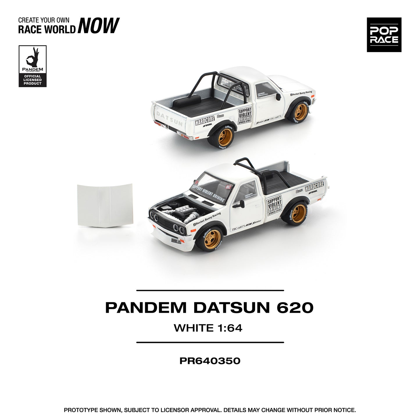 Pop Race 1:64 Pandem Datsun 620 White