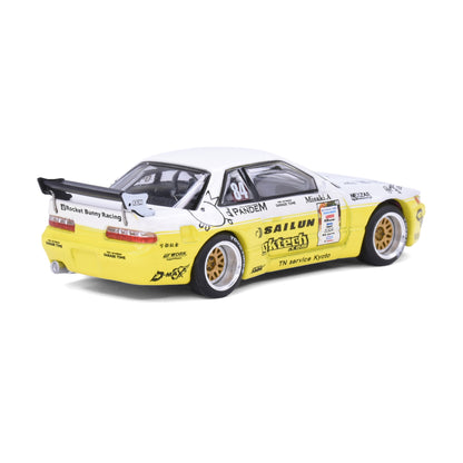 Pop Race 1:64 Pandem Nissan Silvia S13 2020 D1 Lights Yellow/White