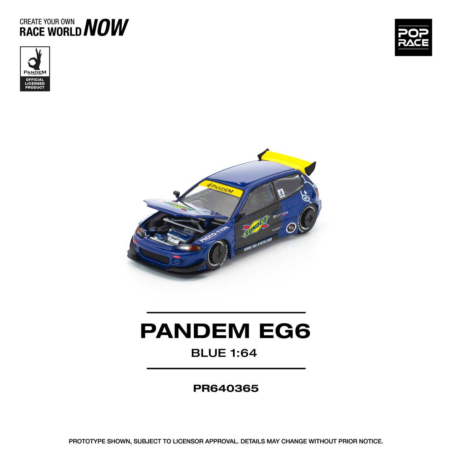 Pop Race 1:64 Pandem Civic EG6 Blue and Black