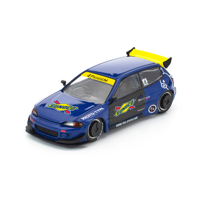 Pop Race 1:64 Pandem Civic EG6 Blue and Black
