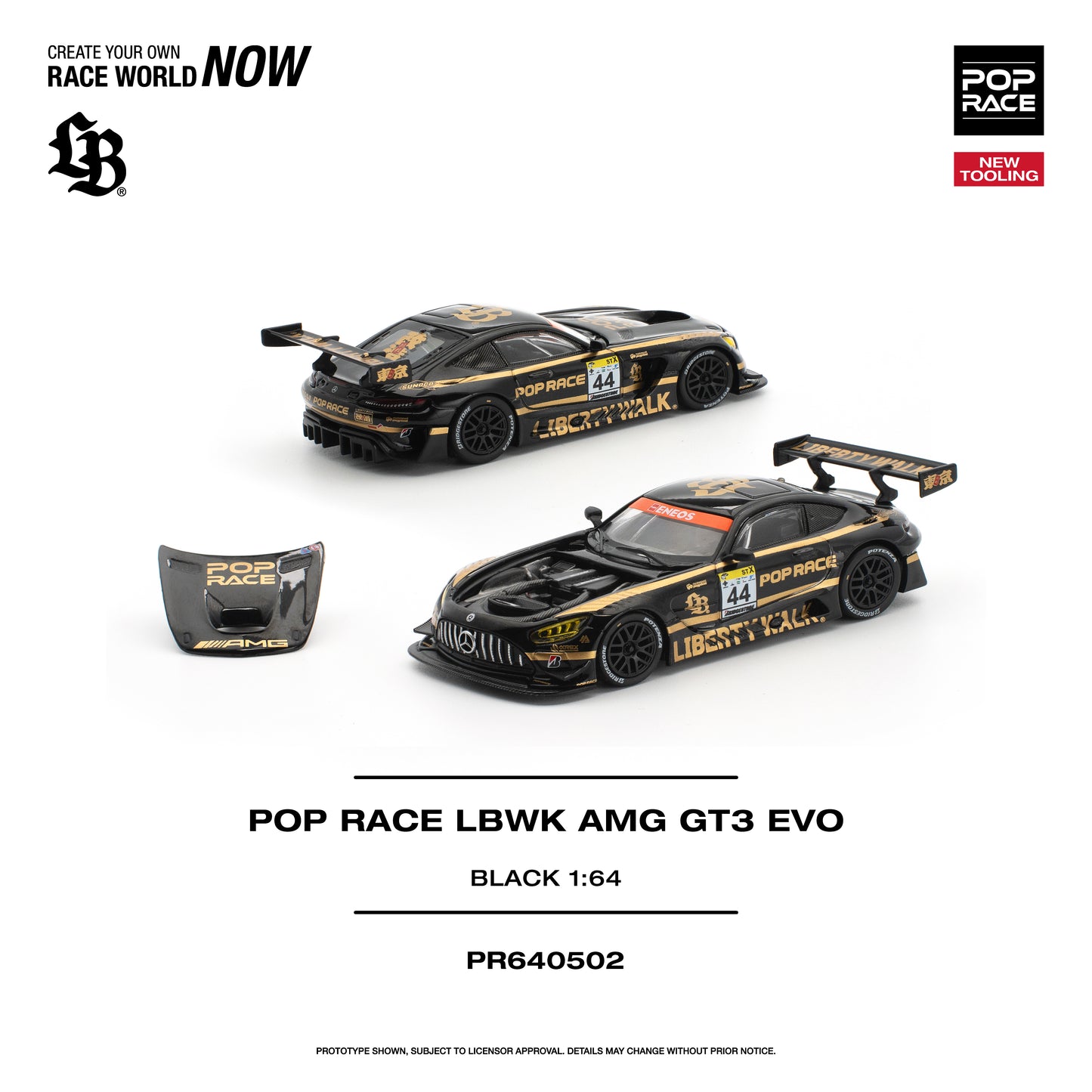 [PRE ORDER] Pop Race 1:64 LBWK AMG GT3 Evo Black