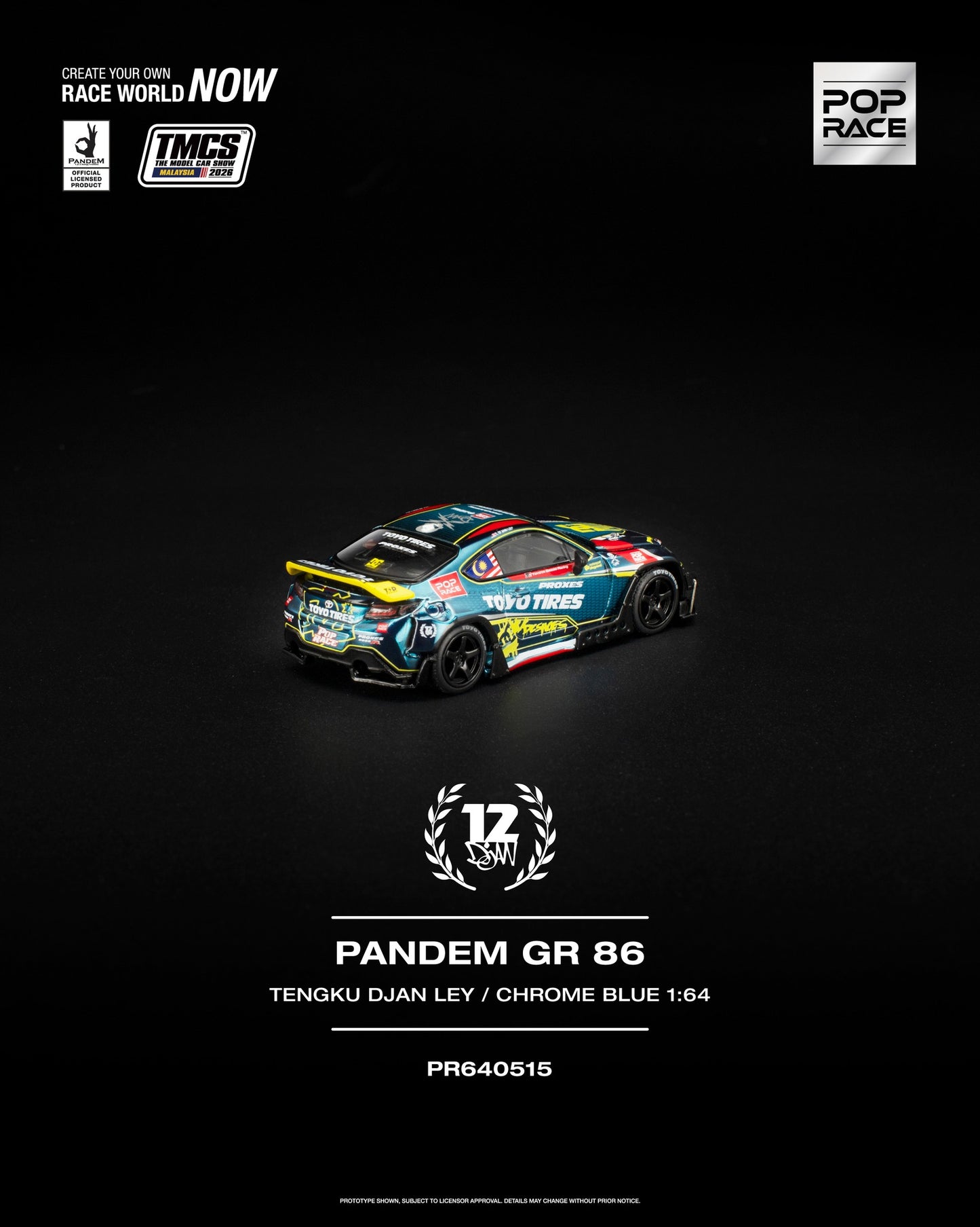 Pop Race 1:64 Pandem GR86 TMCS Malaysia 2026 Special Edition