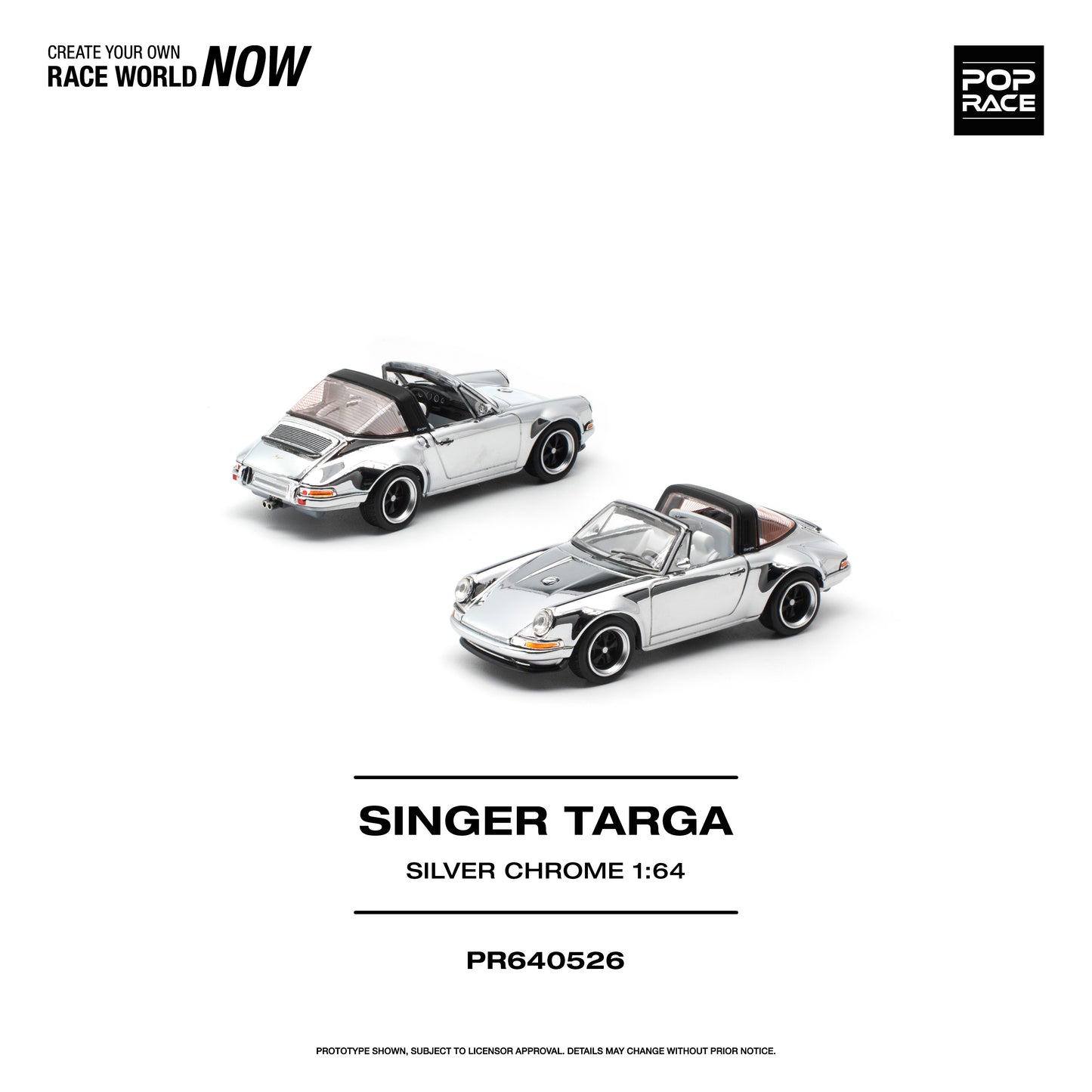 [PRE ORDER] Pop Race 1:64 Singer Targa Silver Chrome