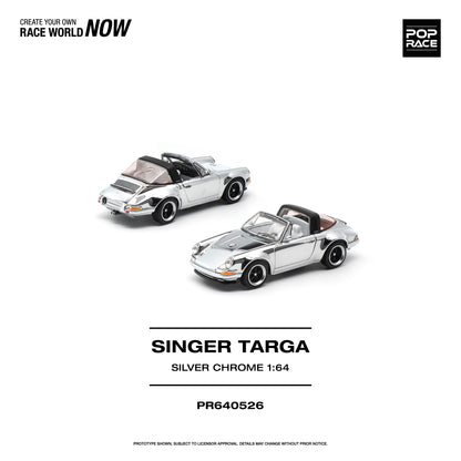 [PRE ORDER] Pop Race 1:64 Singer Targa Silver Chrome