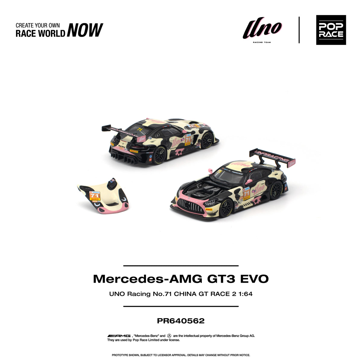 [PRE ORDER] Pop Race 1:64 Mercedes-AMG GT3 EVO Uno Racing #71 China GT Race 2 "Mumu"