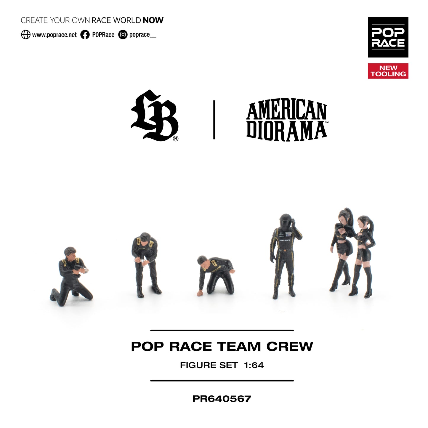 [PRE ORDER] Pop Race x American Diorama 1:64 Pop Race Team Crew 6 Figures