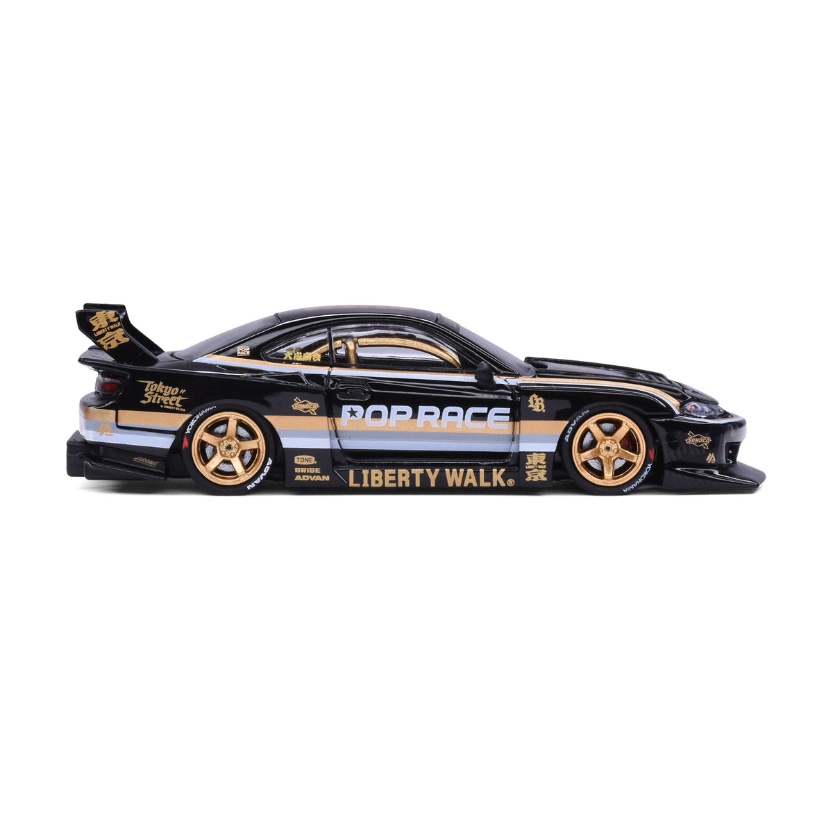 Pop Race 1:64 LB Super Silhouette Nissan S15 Silvia Black Toronto Edition