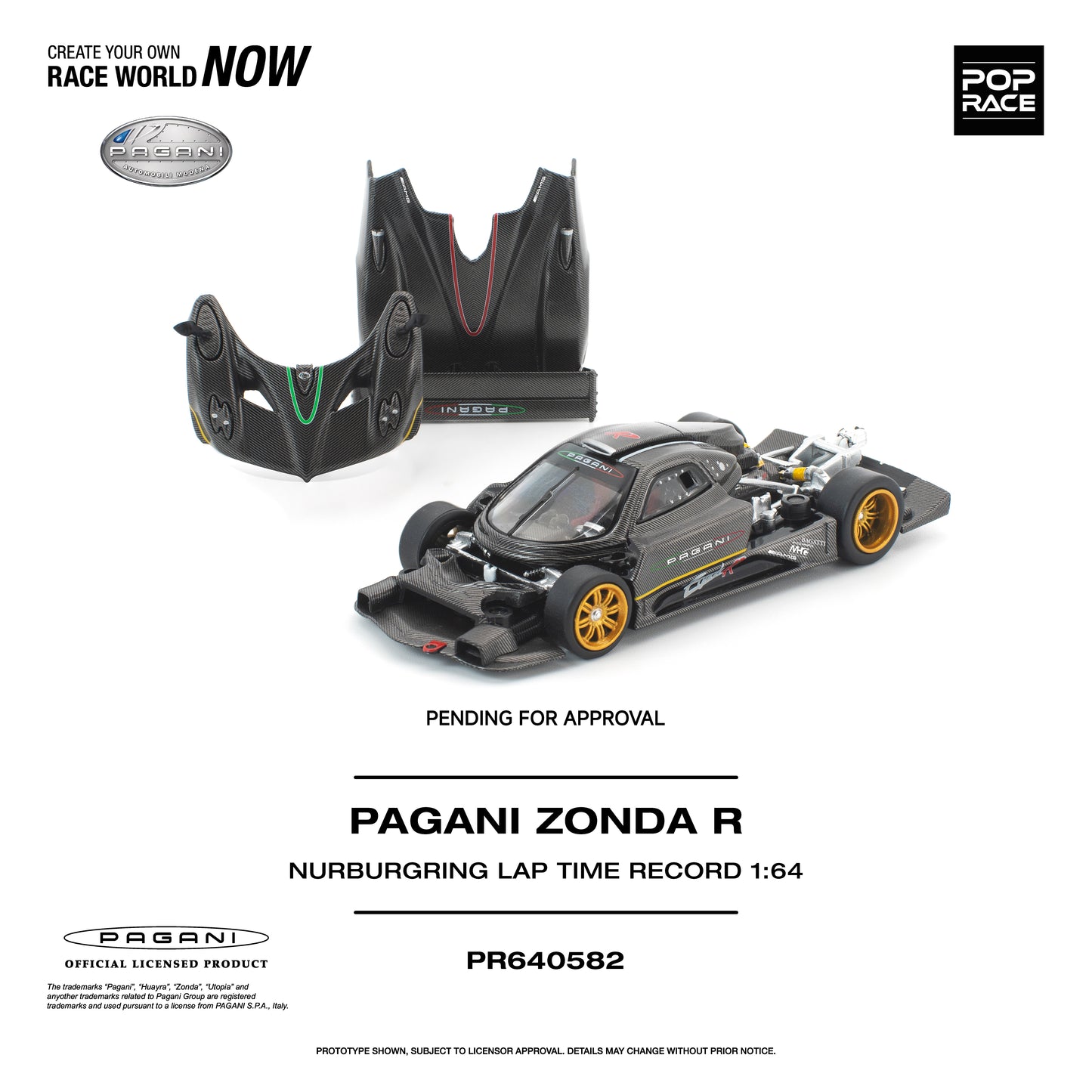 [PRE ORDER] Pop Race 1:64 Pagani Zonda R Nurburgring Lap Time Record