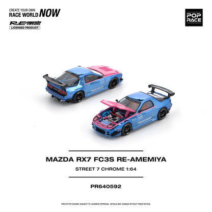 [PRE ORDER] Pop Race 1:64 Mazda RX7 FC3S Re-Amemiya Street7 Chrome