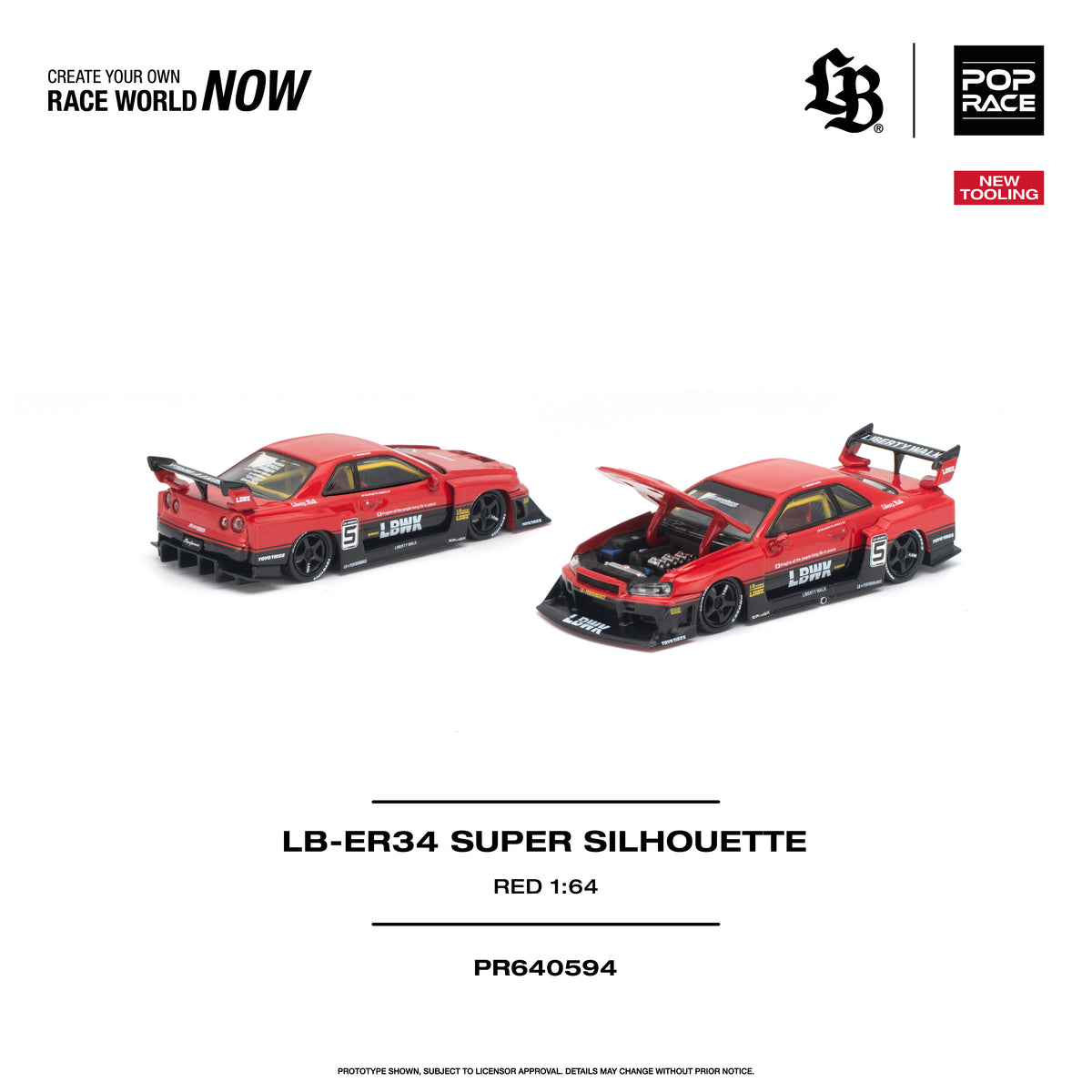 [PRE ORDER] Pop Race 1:64 LB-ER34 Super Silhouette Red