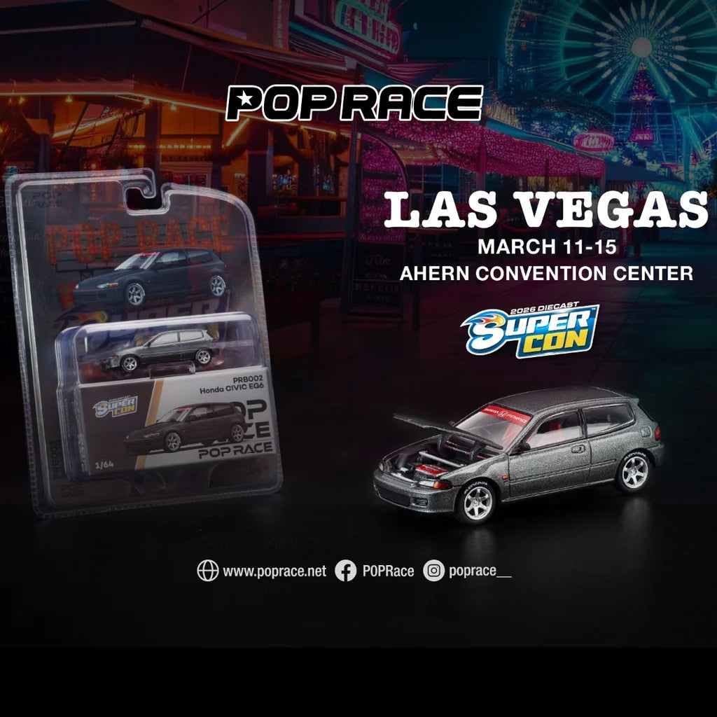 Pop Race 1:64 Honda Civic EG6 Dark Grey SUPERCON 2026