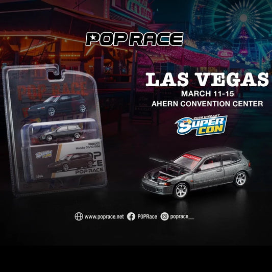 Pop Race 1:64 Honda Civic EG6 Dark Grey SUPERCON 2026