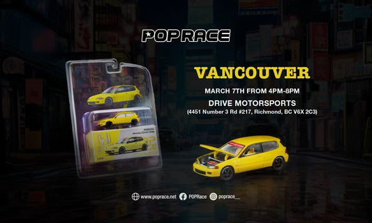 [PRE ORDER] Pop Race 1:64 Honda Civic EG6 Yellow Vancouver 2026 Edition PRB004