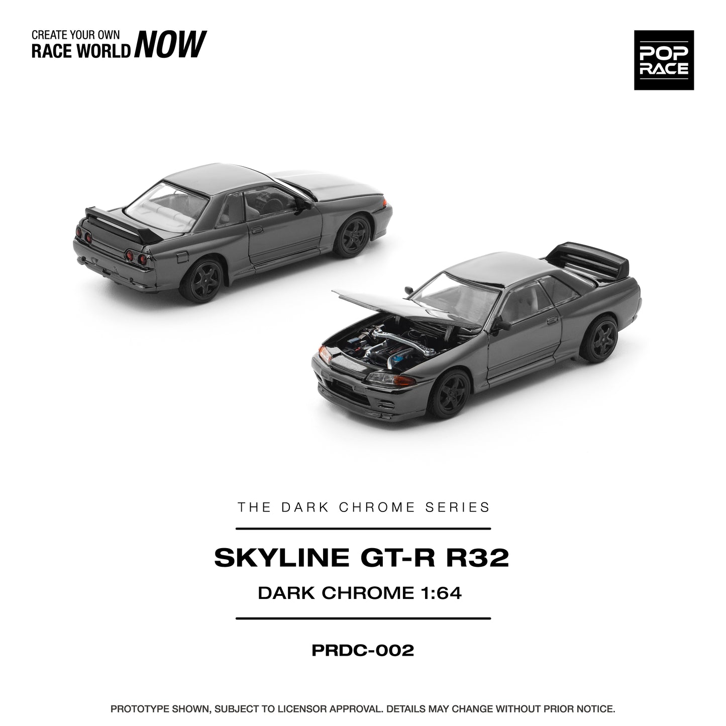 Pop Race 1:64 Nissan Skyline GT-R R32 Dark Chrome
