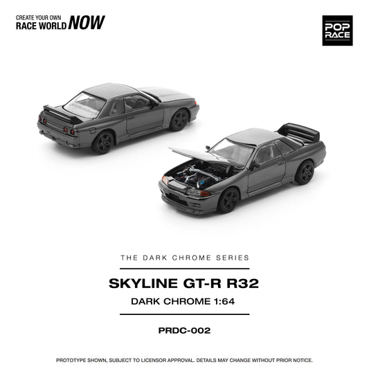 Pop Race 1:64 Nissan Skyline GT-R R32 Dark Chrome