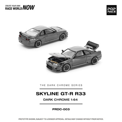 Pop Race 1:64 Nissan Skyline GT-R R33 Dark Chrome