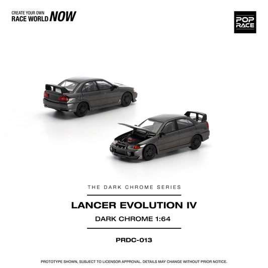 [PRE ORDER] Pop Race 1:64 Lancer Evolution IV Dark Chrome