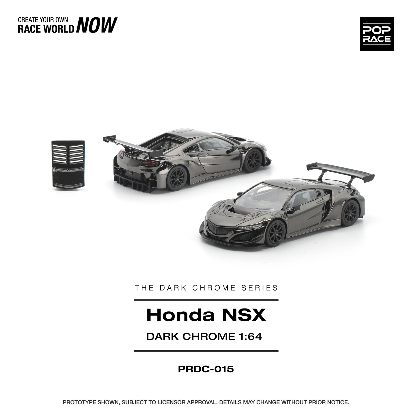 [PRE ORDER] Pop Race 1:64 Honda NSX GT3 Evo22 Dark Chrome