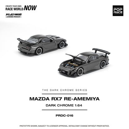 [PRE ORDER] Pop Race 1:64 Mazda RX-7 Re-Amemiya Dark Chrome