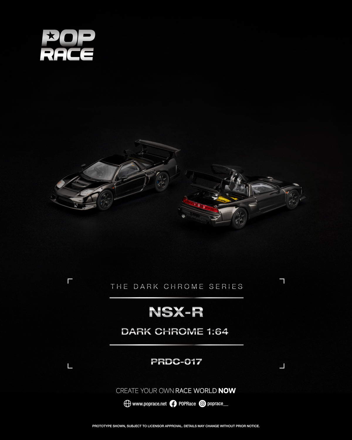 [PRE ORDER] Pop Race 1:64 NSX-R Dark Chrome