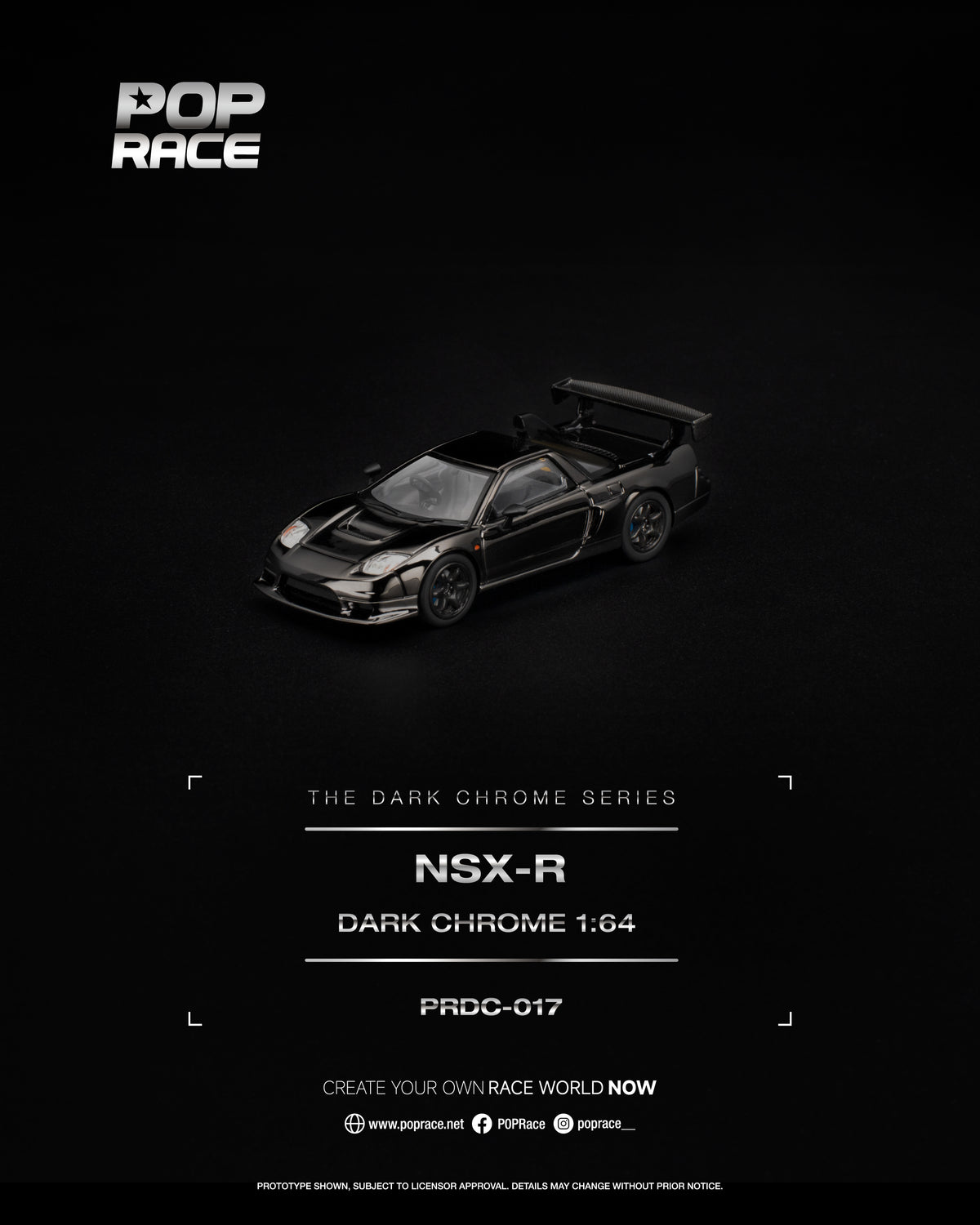 [PRE ORDER] Pop Race 1:64 NSX-R Dark Chrome