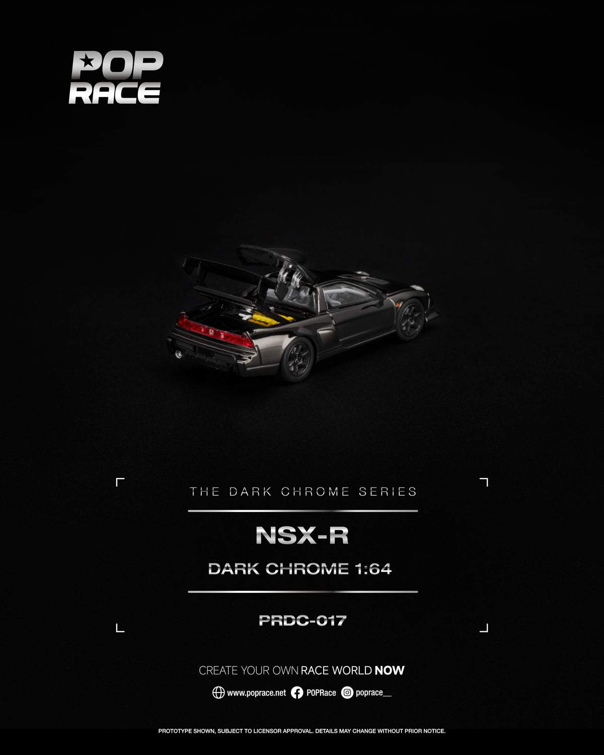 [PRE ORDER] Pop Race 1:64 NSX-R Dark Chrome