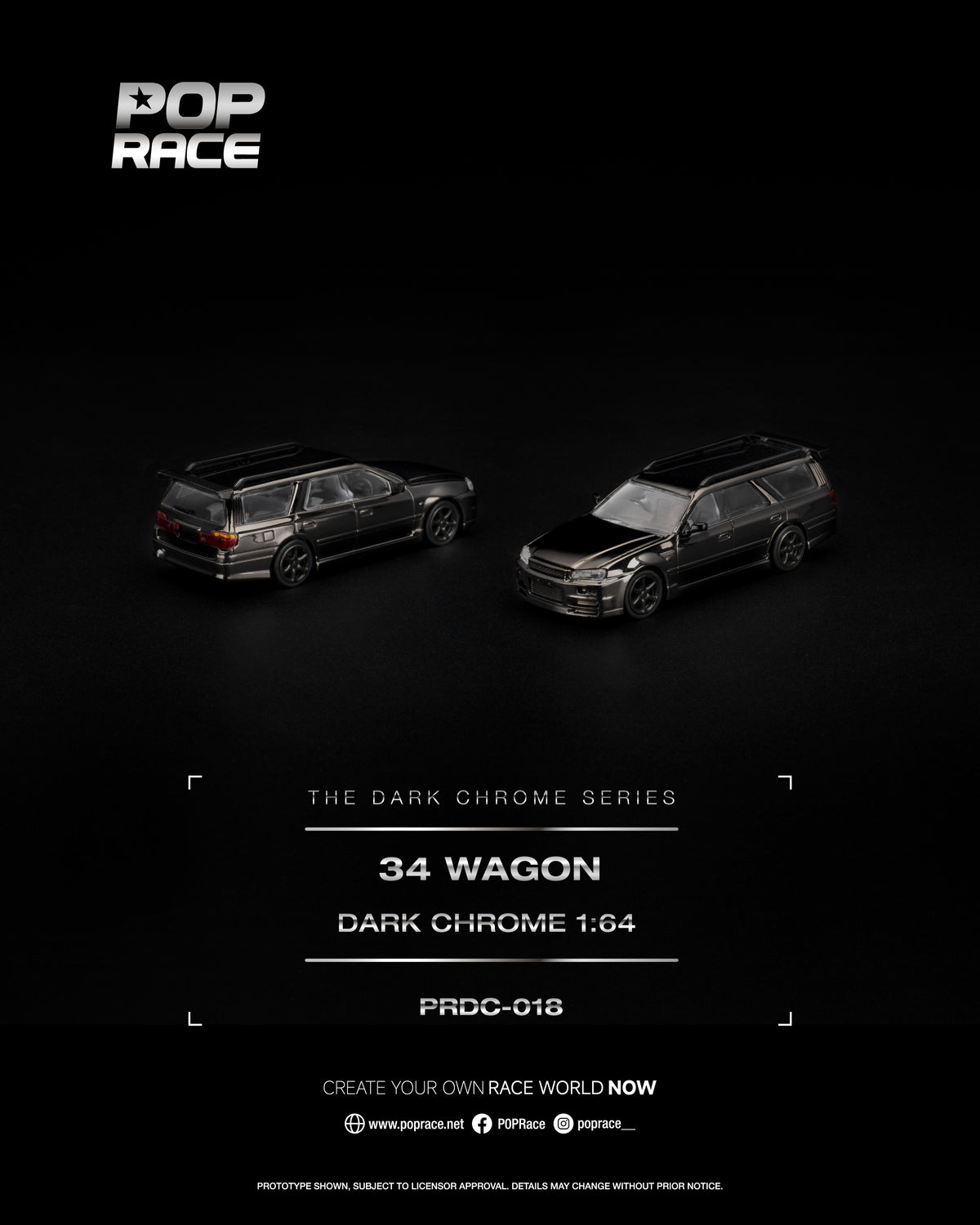 [PRE ORDER] Pop Race 1:64 R34 Wagon Dark Chrome