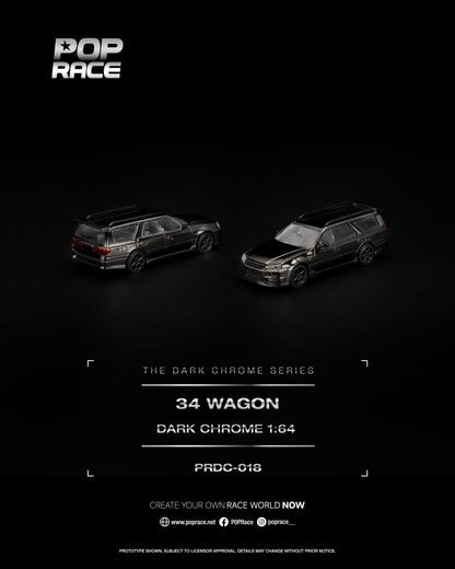 [PRE ORDER] Pop Race 1:64 R34 Wagon Dark Chrome