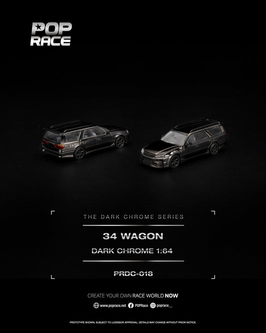 [PRE ORDER] Pop Race 1:64 R34 Wagon Dark Chrome