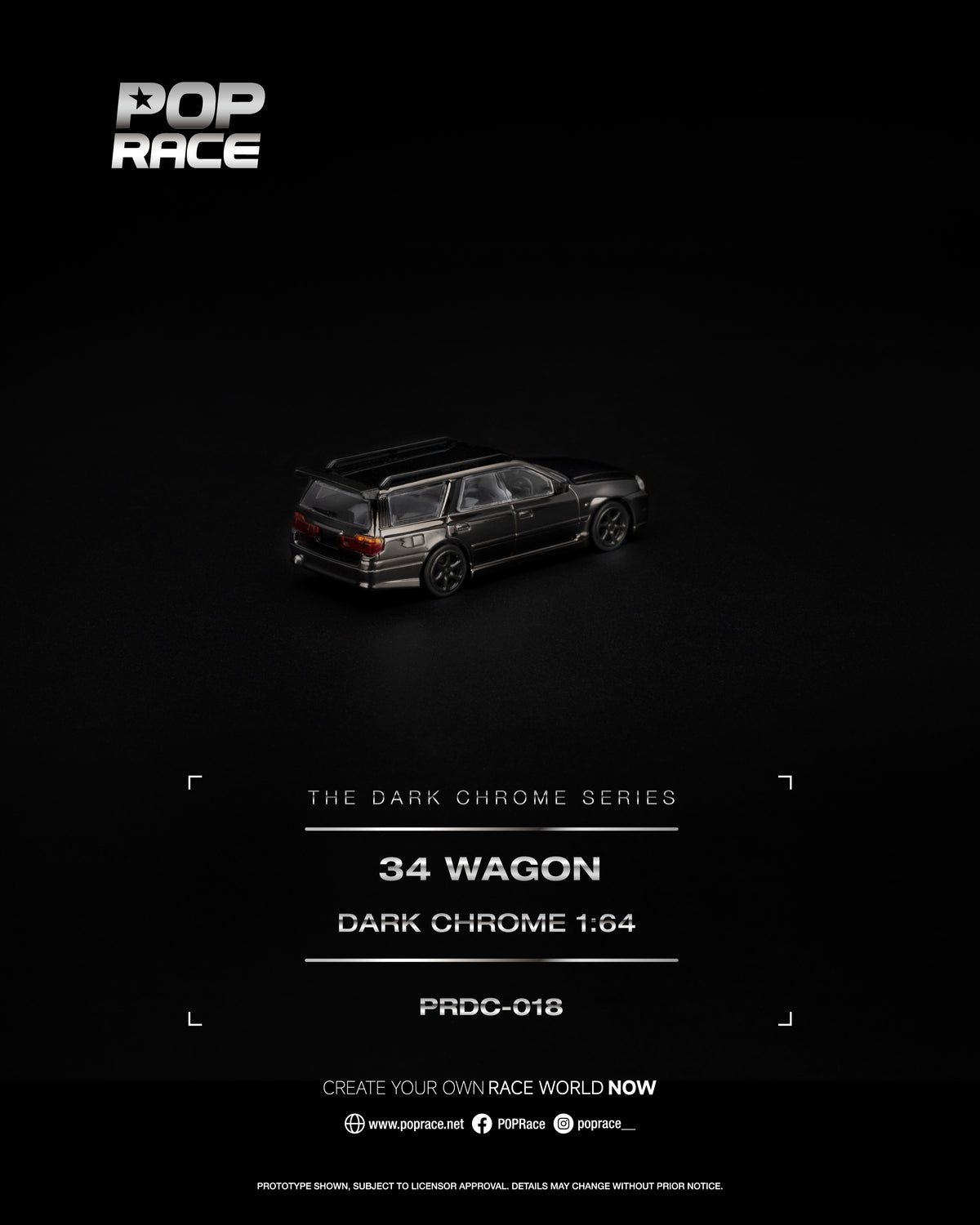 [PRE ORDER] Pop Race 1:64 R34 Wagon Dark Chrome