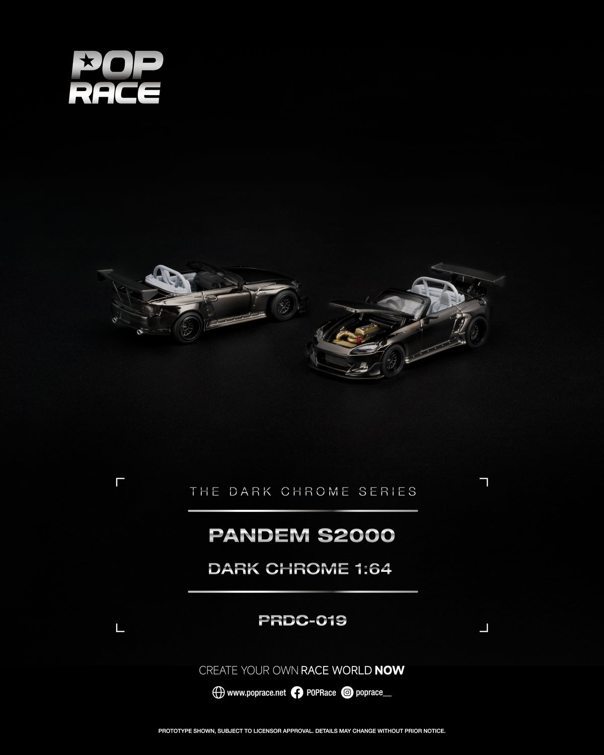 [PRE ORDER] Pop Race 1:64 Pandem S2000 Dark Chrome