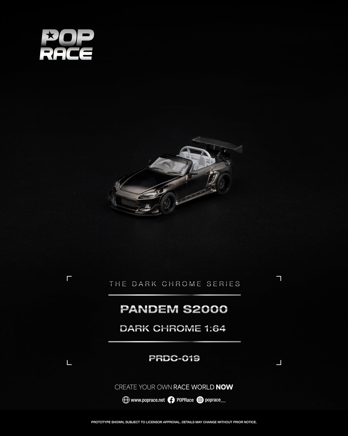 [PRE ORDER] Pop Race 1:64 Pandem S2000 Dark Chrome