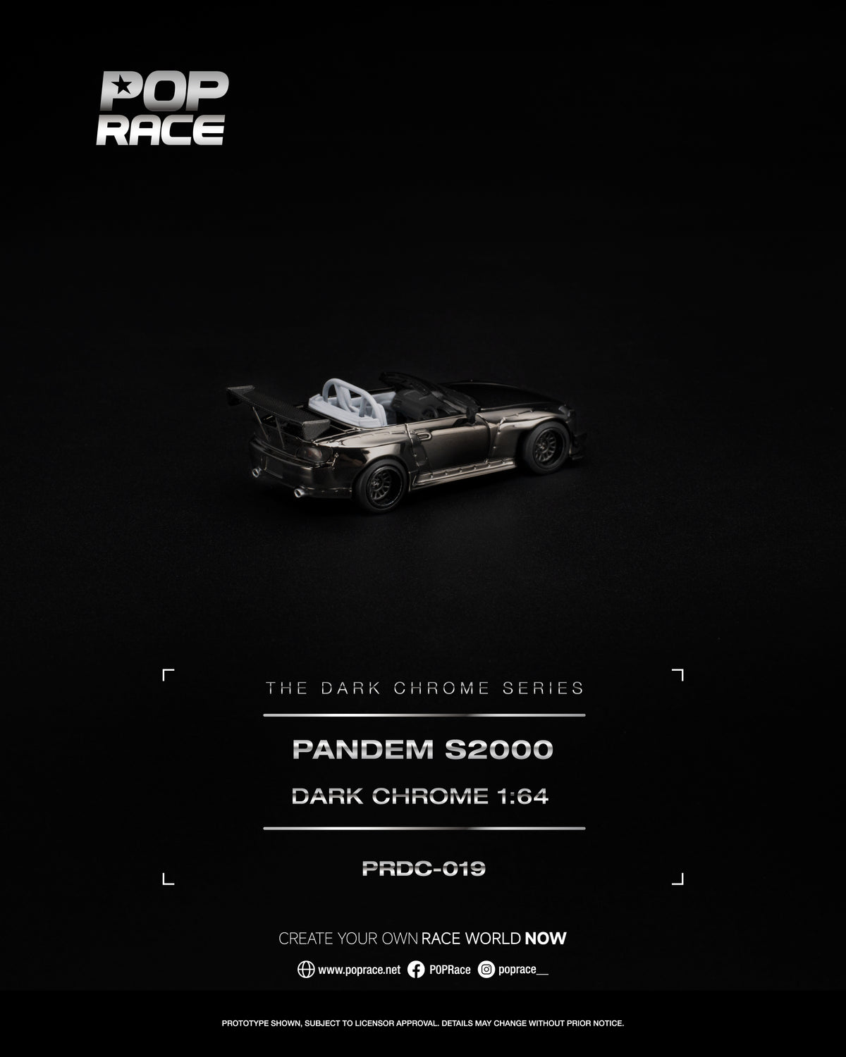 [PRE ORDER] Pop Race 1:64 Pandem S2000 Dark Chrome
