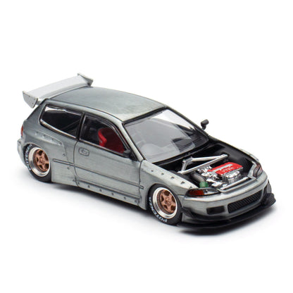 Pop Race Enigma 1:64 Pandem Civic EG6 Raw Metal