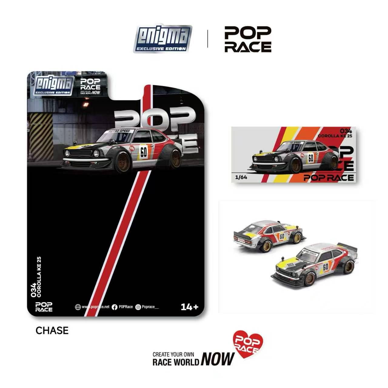 [PRE ORDER] Pop Race Enigma 1:64 Corolla KE25 Racing