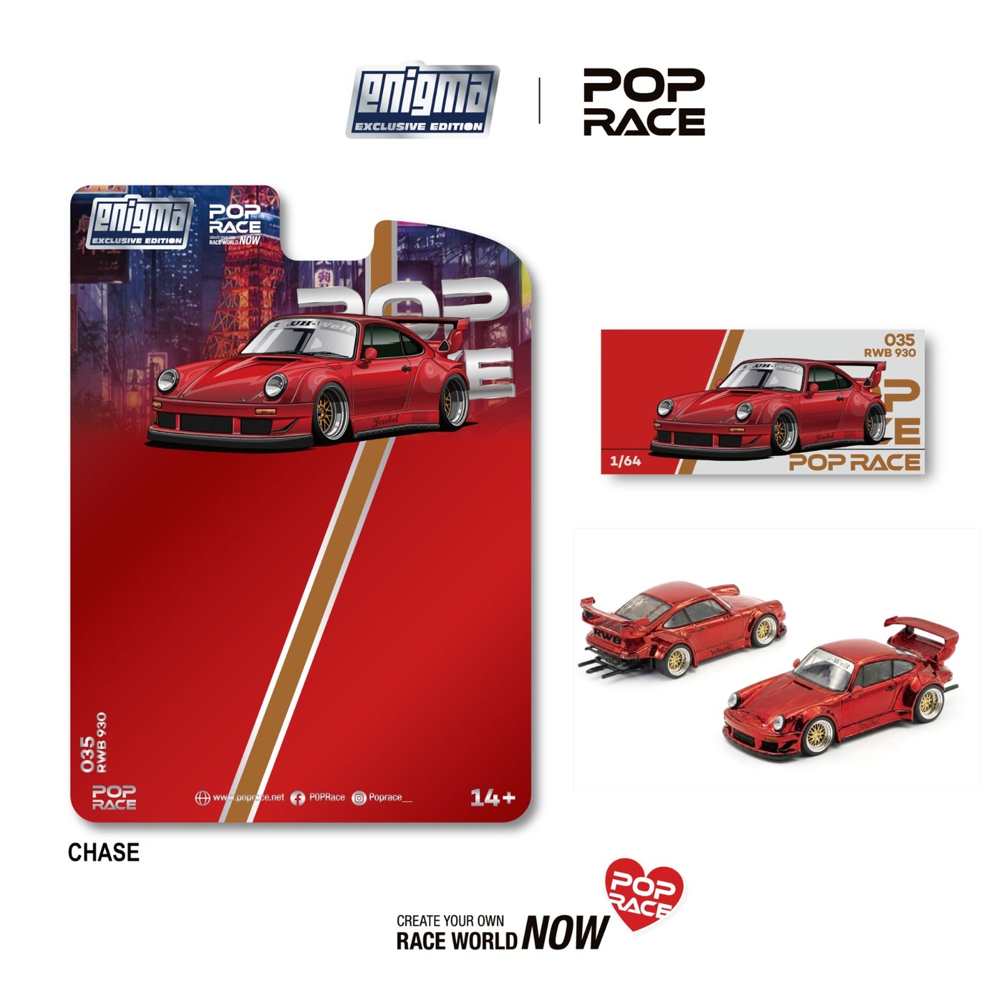 [PRE ORDER] Pop Race Enigma 1:64 RWB 930 Red