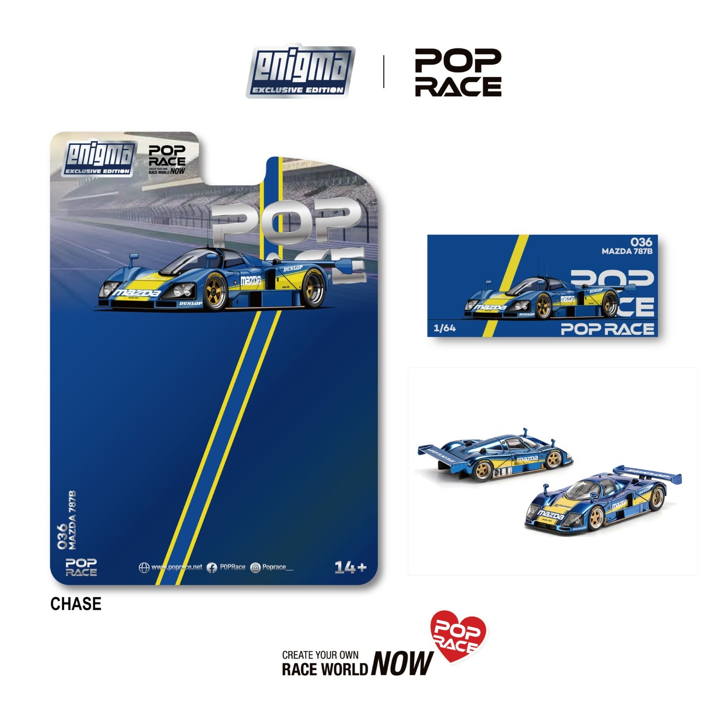 [PRE ORDER] Pop Race Enigma 1:64 Mazda 787B Racing Blue and Yellow