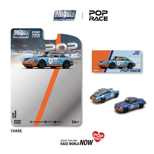 [PRE ORDER] Pop Race Enigma 1:64 Singer Racing Orange and Blue