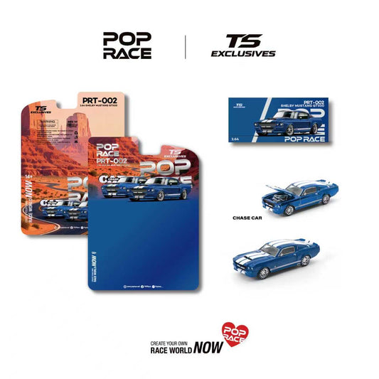 [PRE ORDER] Pop Race TS Exclusives 1:64 Shelby Mustang GT500 Blue with White Stripes