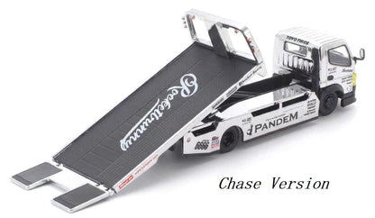 [PRE ORDER] Pop Race TS Exclusives 1:64 Pandem Fuso 300 Flatbed Transporter Silver Chrome