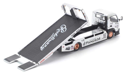 [PRE ORDER] Pop Race TS Exclusives 1:64 Pandem Fuso 300 Flatbed Transporter Silver Chrome