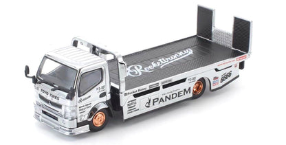 [PRE ORDER] Pop Race TS Exclusives 1:64 Pandem Fuso 300 Flatbed Transporter Silver Chrome