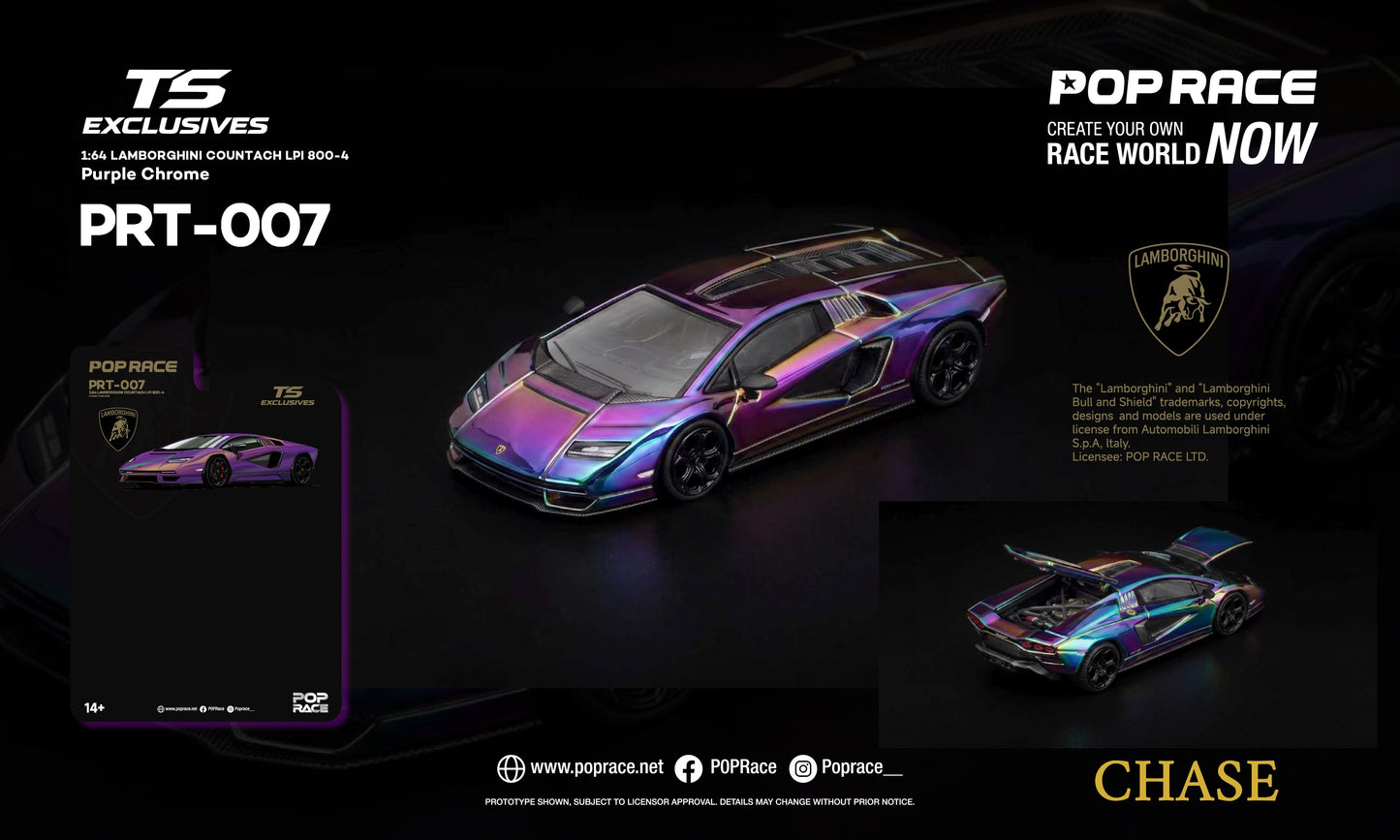 [PRE ORDER] Pop Race TS Exclusives 1:64 Lamborghini Countach LPI 800-4 Purple Chrome