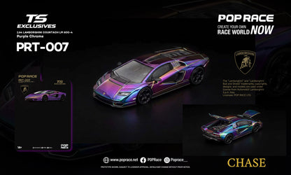 [PRE ORDER] Pop Race TS Exclusives 1:64 Lamborghini Countach LPI 800-4 Purple Chrome