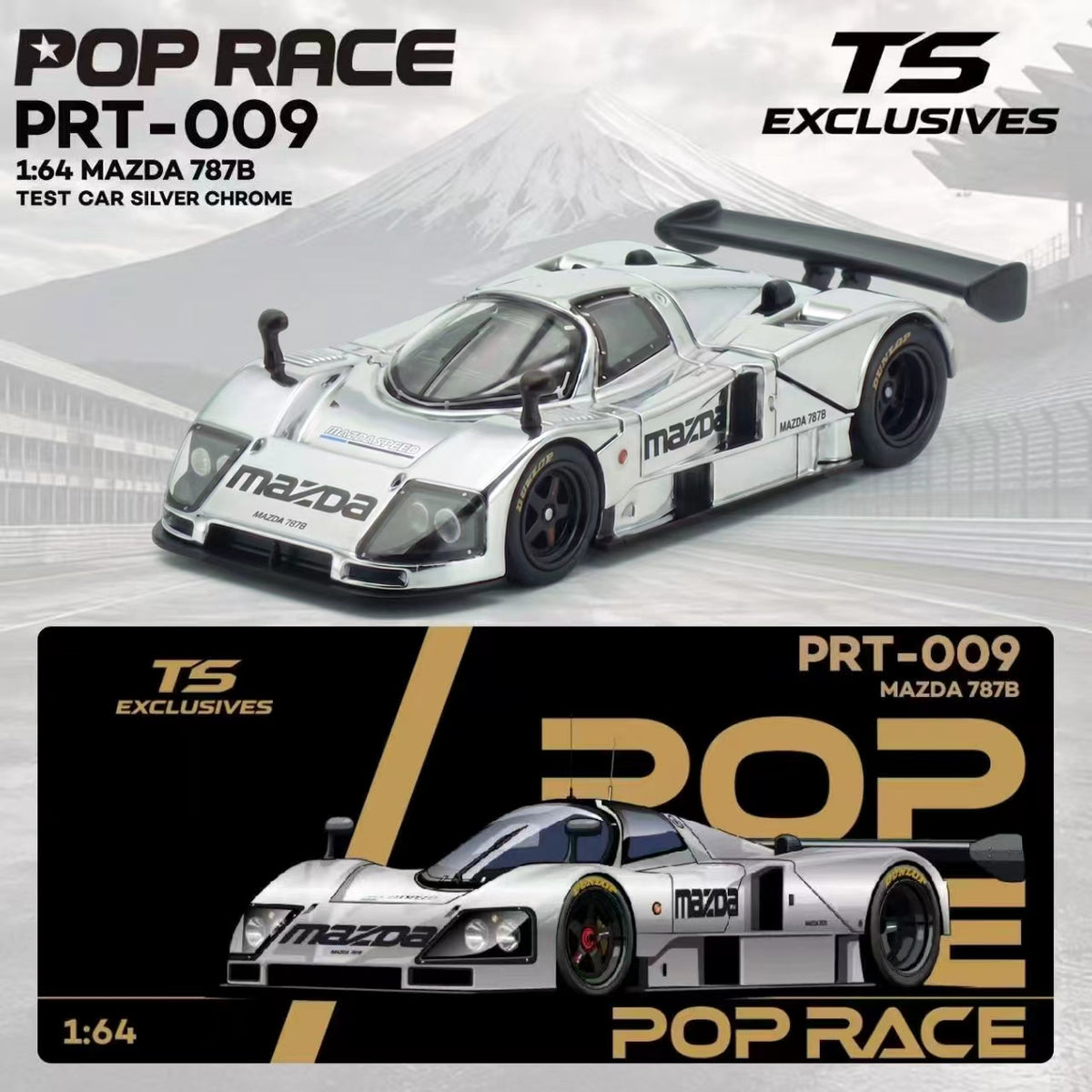 [PRE ORDER] Pop Race TS Exclusives 1:64 Mazda 787B Test Car Silver Chrome