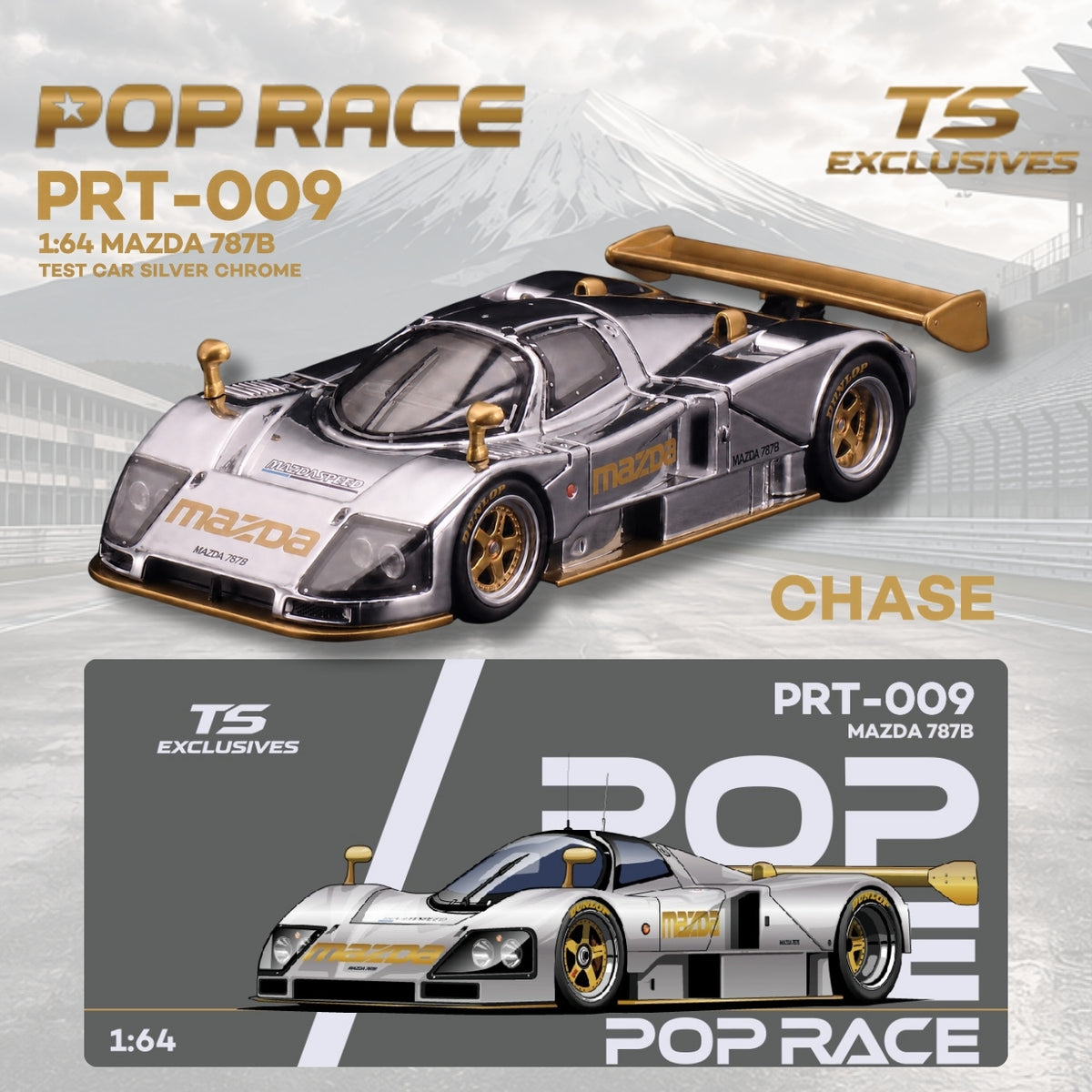 [PRE ORDER] Pop Race TS Exclusives 1:64 Mazda 787B Test Car Silver Chrome