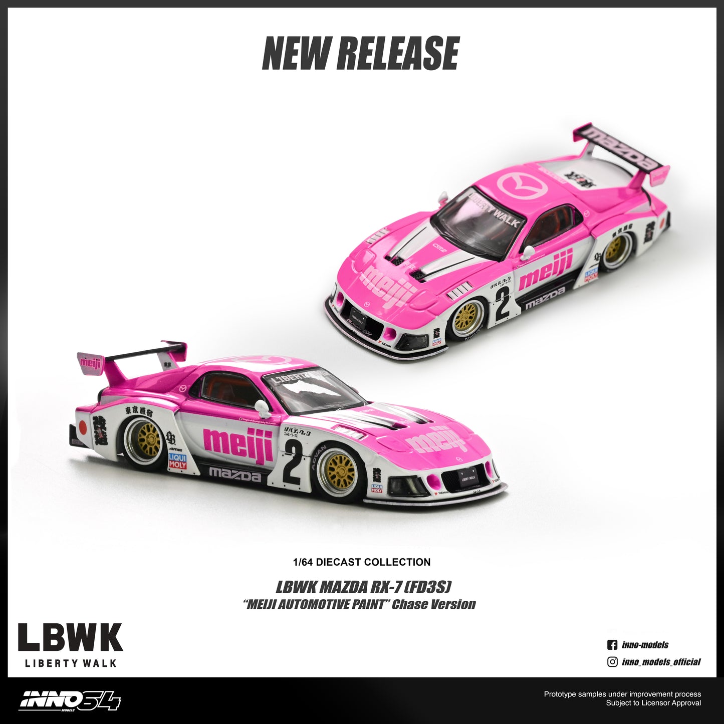 [PRE ORDER] Inno64 1:64 Mazda RX7 (FD3S) LB-Super Silhouette Meiji