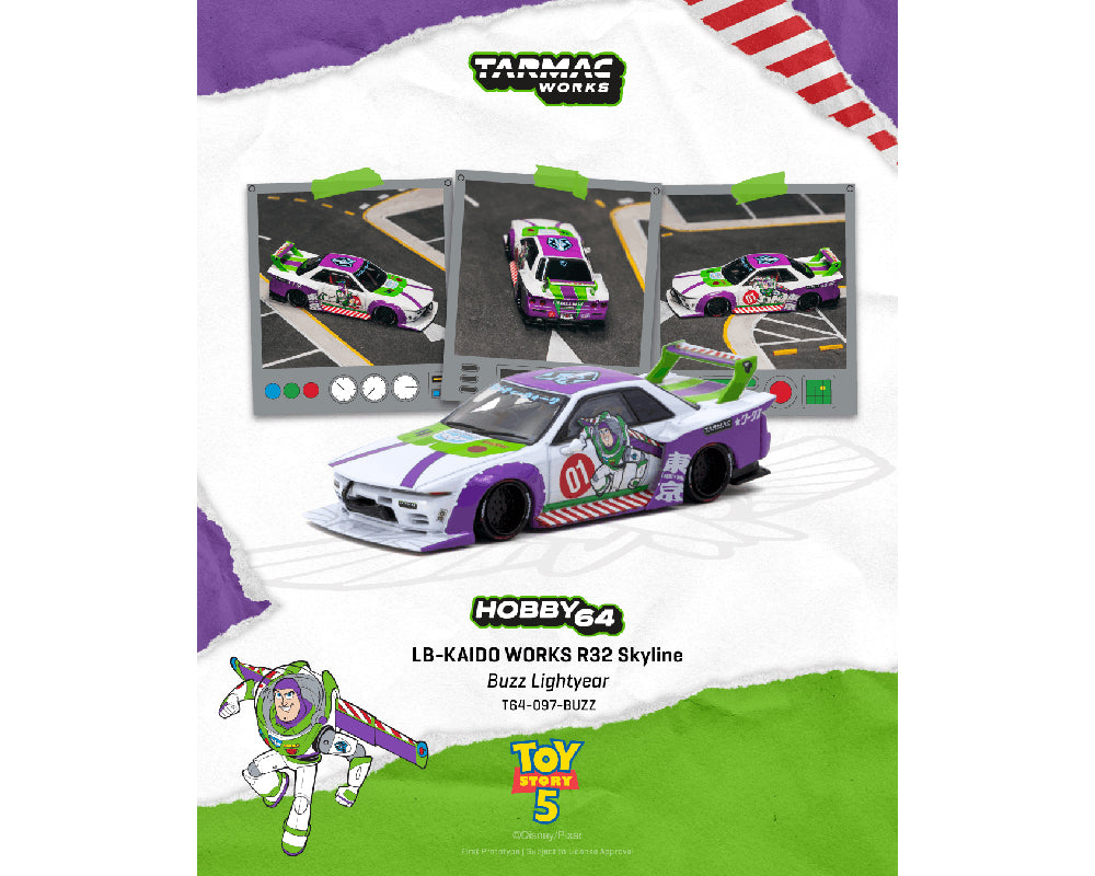 [PRE ORDER] Tarmac Works 1:64 LB-Kaido Works R32 SKYLINE Disney Buzz Lightyear