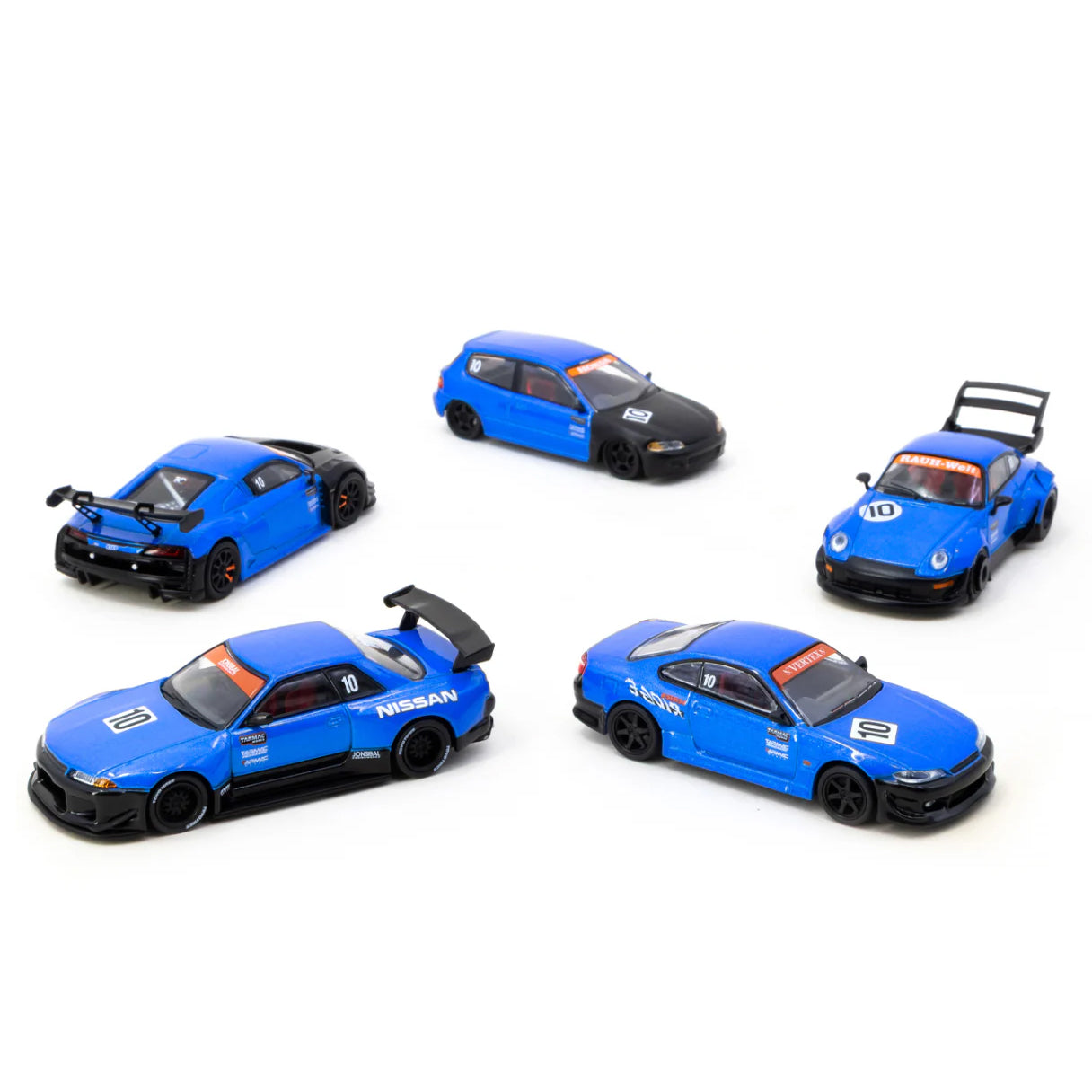 Tarmac Works 1:64 10th Anniversary Box Set 5 Model Cars + Trading Cards